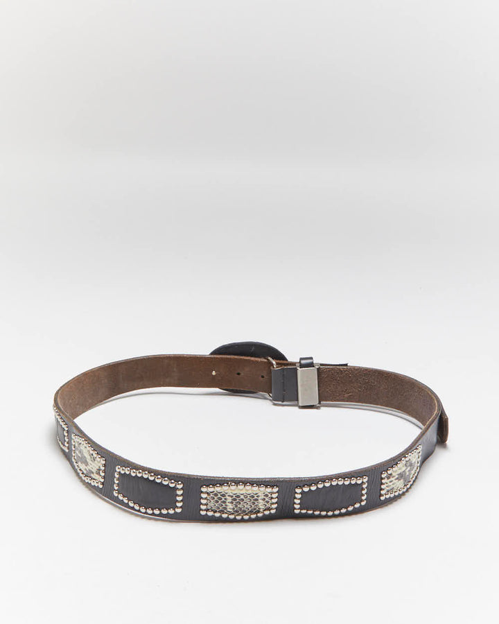 Vintage Acupuncture Studded Leather Belt - W34-W41
