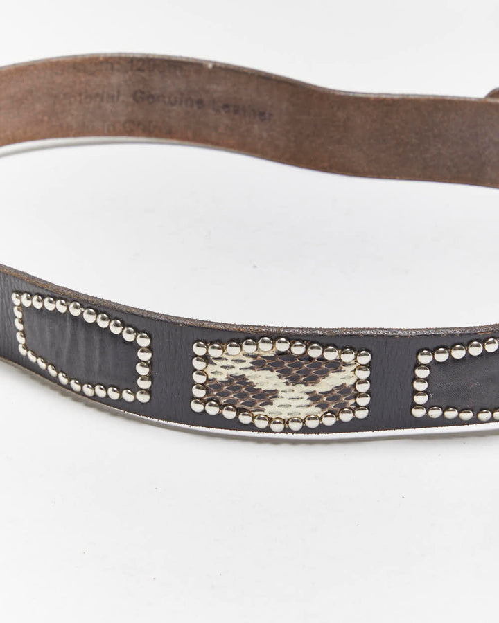 Vintage Acupuncture Studded Leather Belt - W34-W41