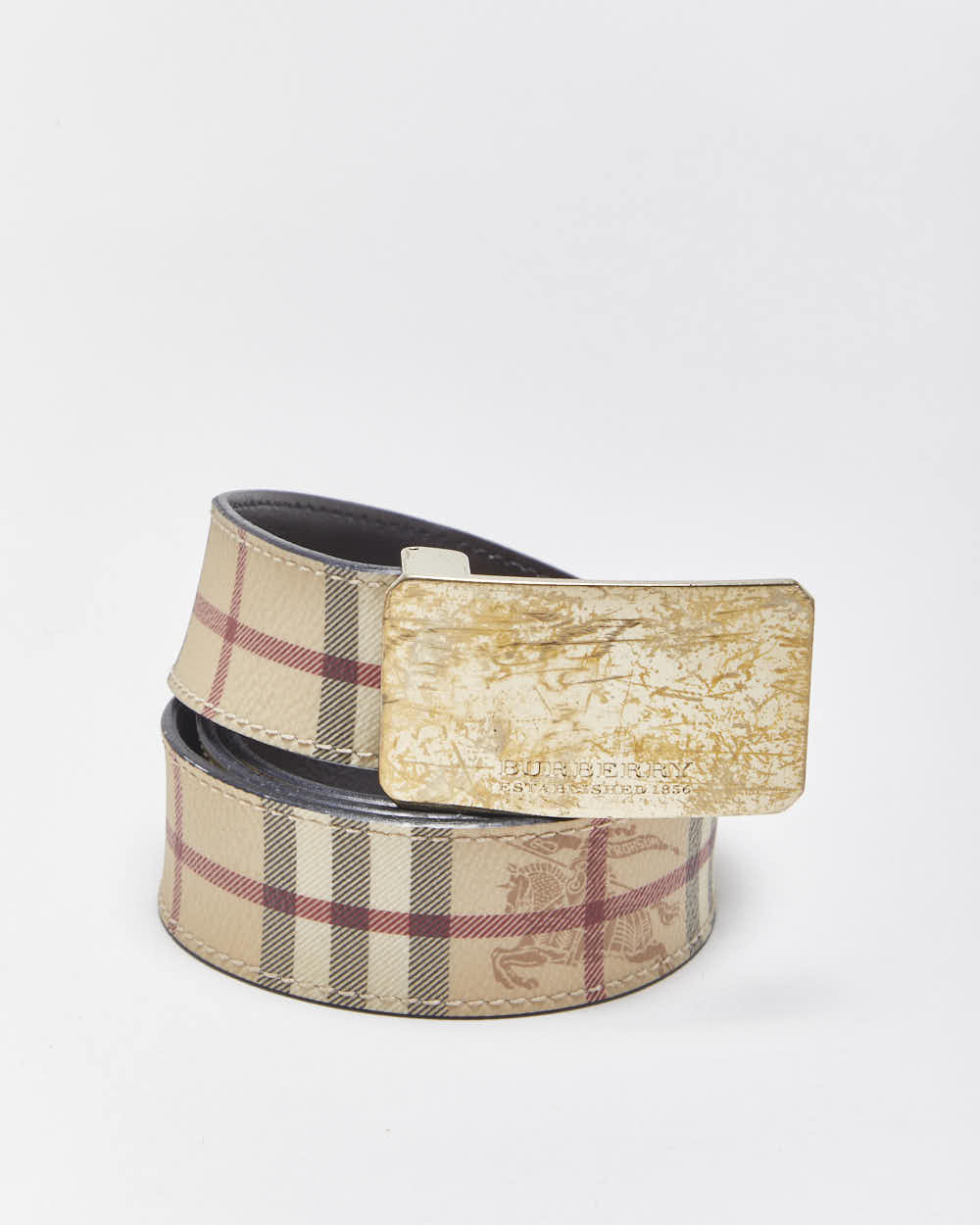 Vintage Burberry Nova Check Leather Belt - W32-W36