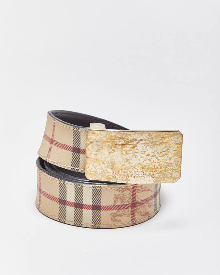 Vintage Burberry Nova Check Leather Belt - W32-W36