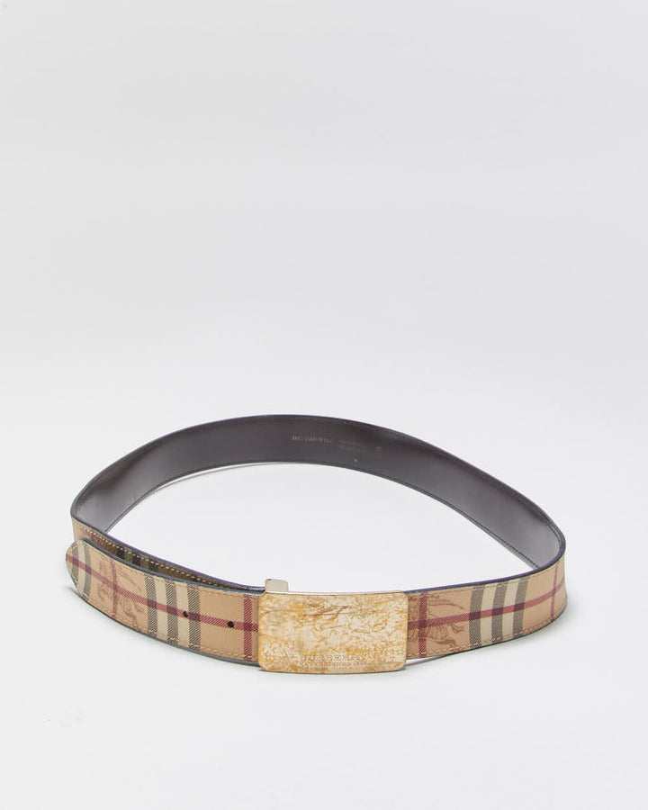 Vintage Burberry Nova Check Leather Belt - W32-W36