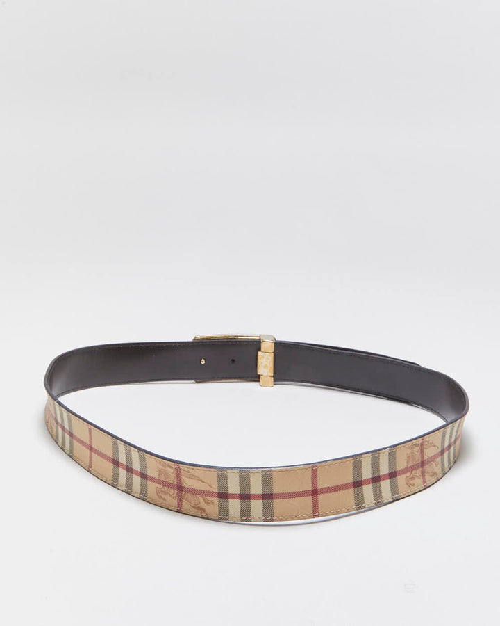 Vintage Burberry Nova Check Leather Belt - W32-W36