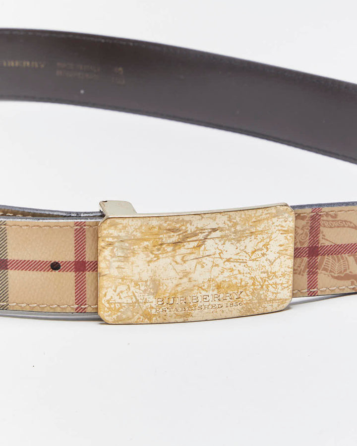 Vintage Burberry Nova Check Leather Belt - W32-W36