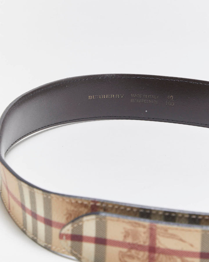 Vintage Burberry Nova Check Leather Belt - W32-W36