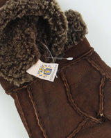 Suede Brown Sherpa Lined Mittens - S