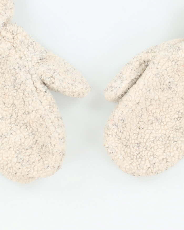 Higher State Cream Borg Mittens - S