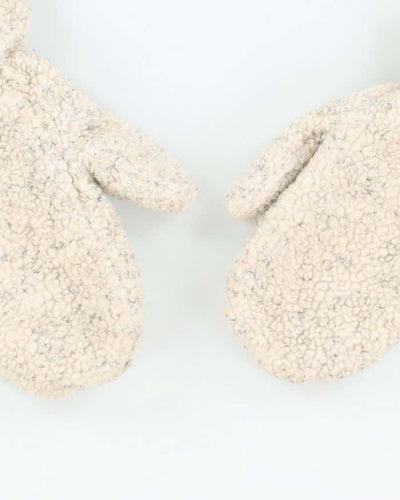 Higher State Cream Borg Mittens - S