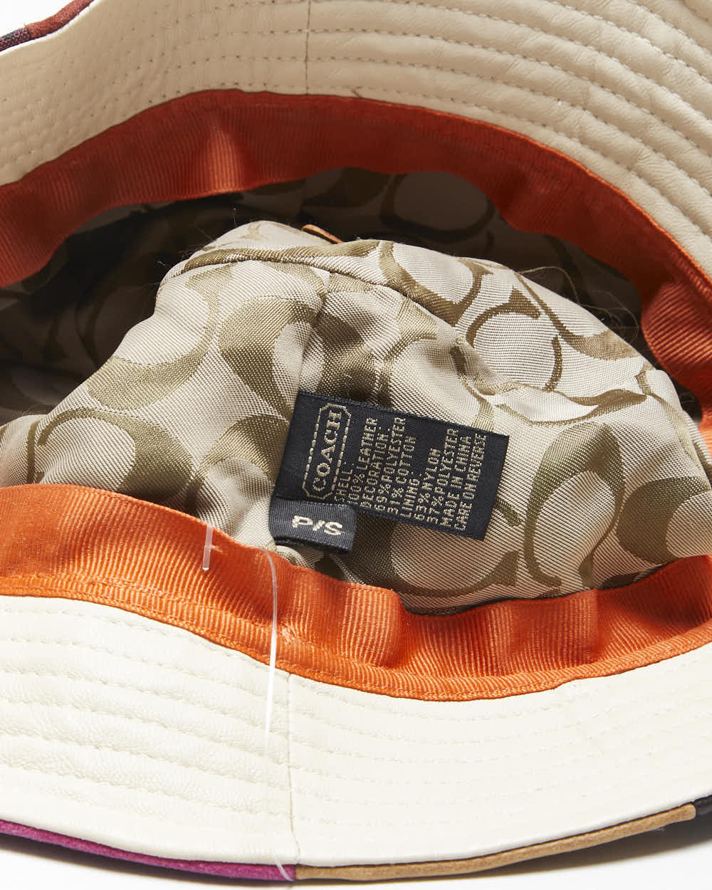 Vintage Y2K 00s Coach Signature Patchwork Leather/Canvas Bucket Crusher Hat - S