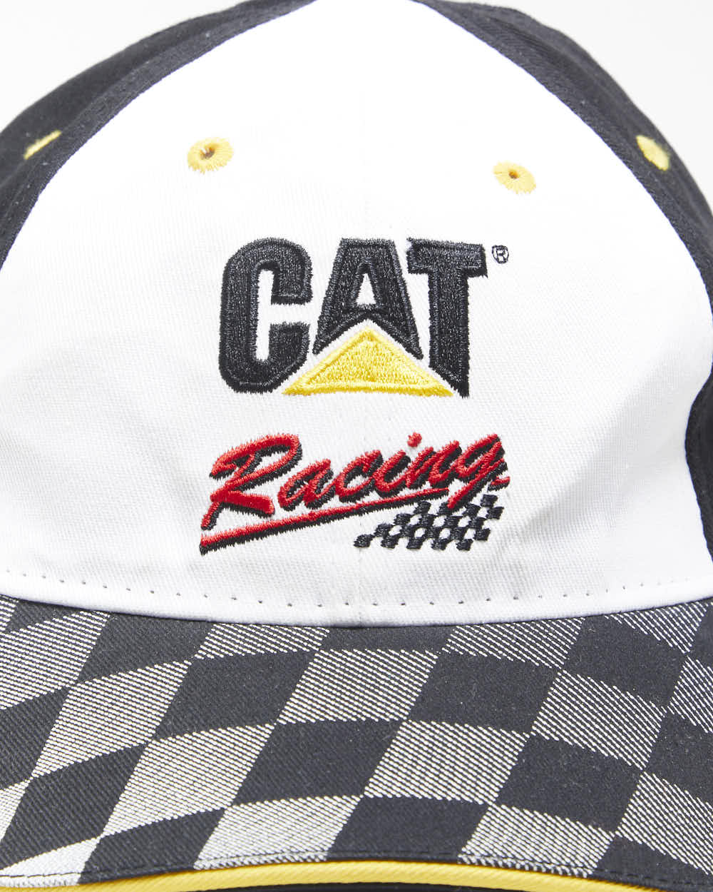 Vintage Y2K 00s CAT Racing Embroidered Canvas Checkerboard Baseball Cap - OS