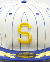 1969 Retro New Era 59Fifty x Cooperstown Collection Seattle Pilots Pin-Stripe MLB Fitted Baseball Cap - 8/63.5cm