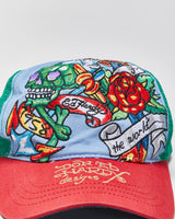 Vintage Y2K 00s Ed Hardy Christian Audigier Denim Canvas Trucker Hat - OS