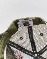 Vintage Y2K 00s Ed Hardy Khaki Embellished Skull Racer Trucker Hat - OS