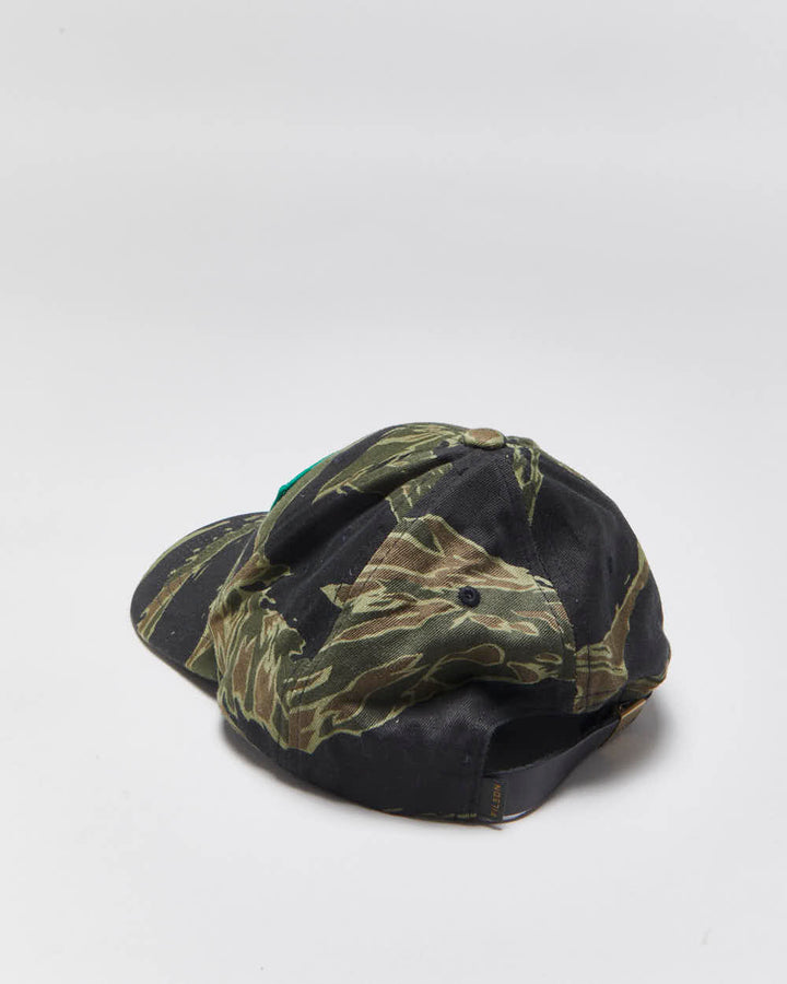 Vintage Filson Logger Tiger Camo Leather Strap Patch Canvas Baseball Cap - OS