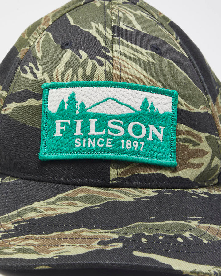 Vintage Filson Logger Tiger Camo Leather Strap Patch Canvas Baseball Cap - OS
