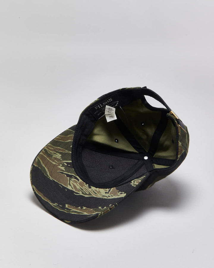 Vintage Filson Logger Tiger Camo Leather Strap Patch Canvas Baseball Cap - OS