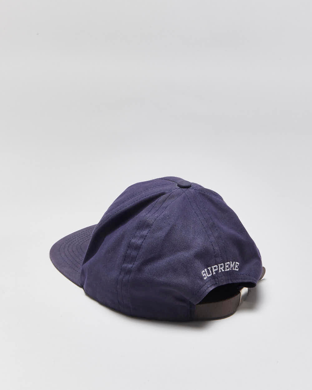 Vintage Supreme Grained Leather S Patch Canvas Flat Brim Baseball Cap - OS
