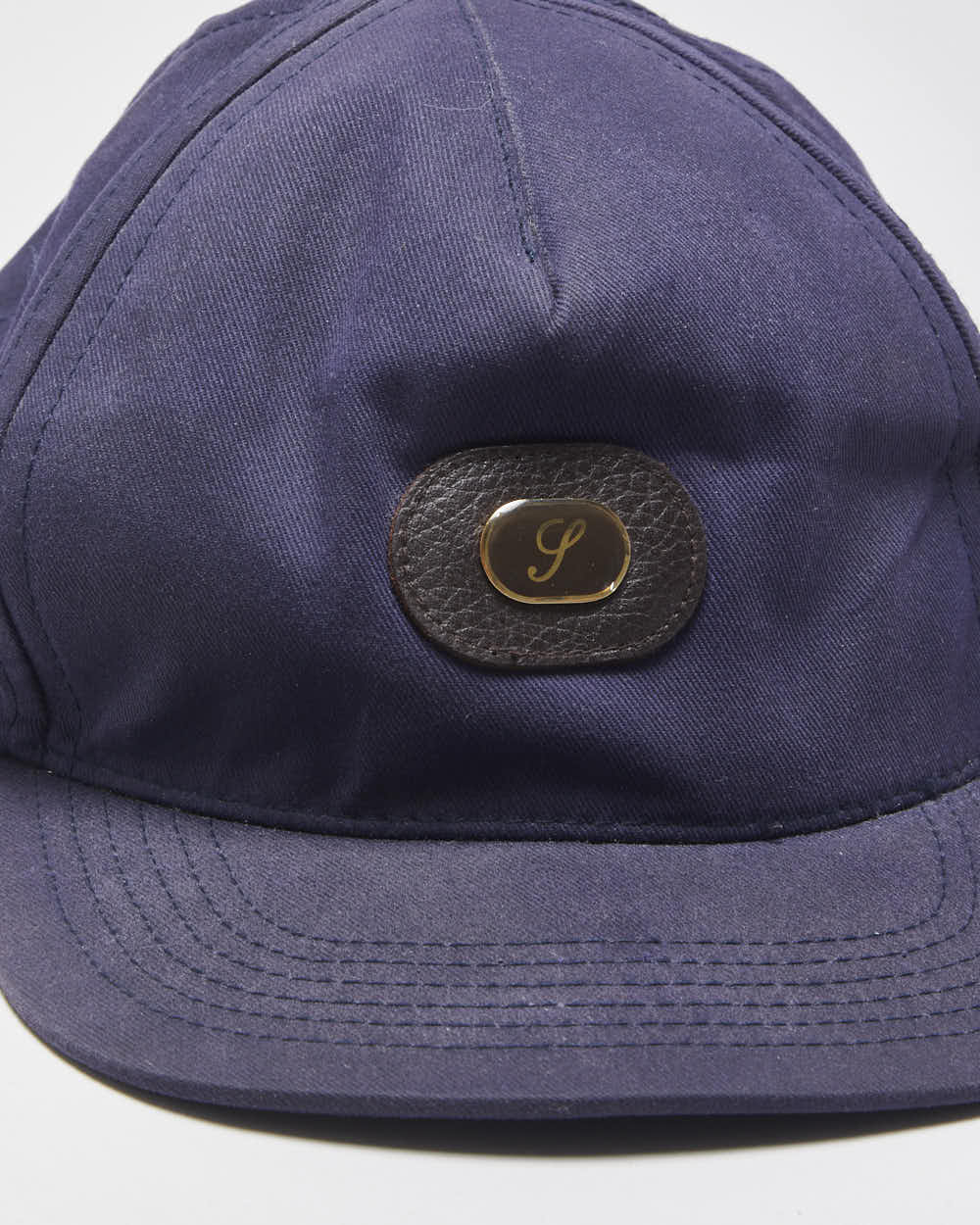 Vintage Supreme Grained Leather S Patch Canvas Flat Brim Baseball Cap - OS