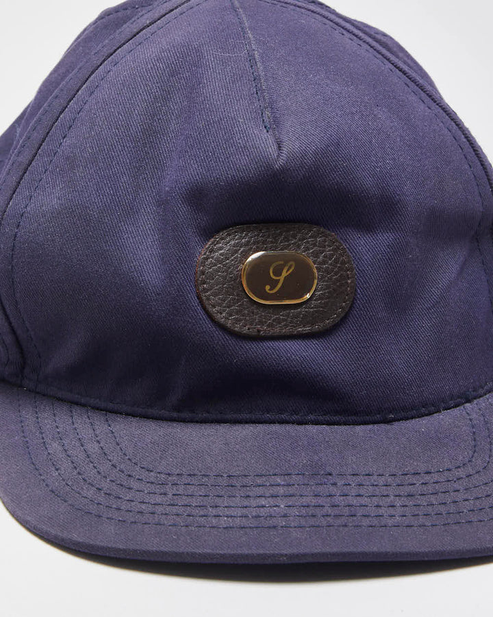 Vintage Supreme Grained Leather S Patch Canvas Flat Brim Baseball Cap - OS