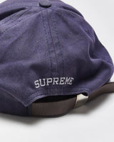 Vintage Supreme Grained Leather S Patch Canvas Flat Brim Baseball Cap - OS