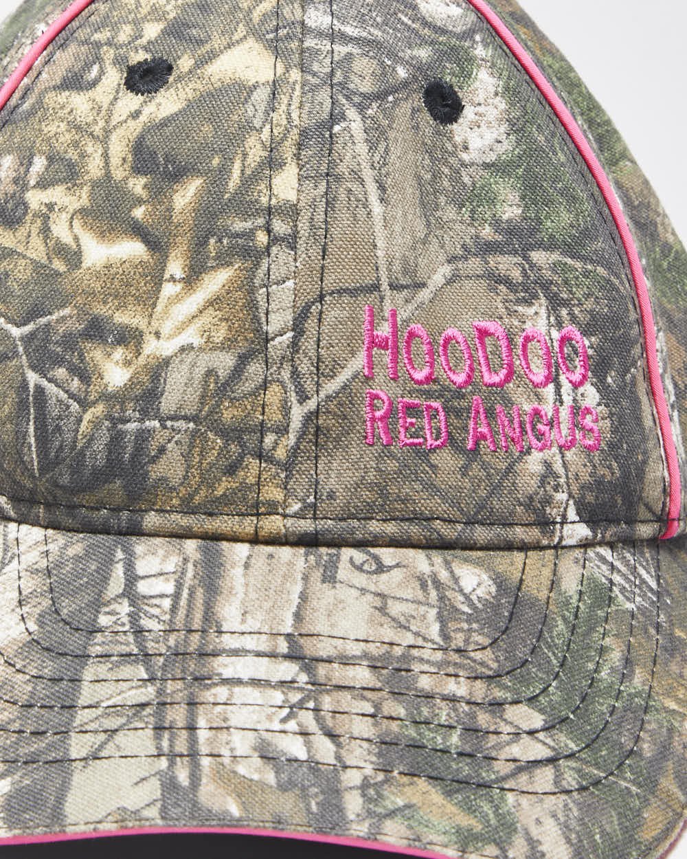 Vintage Y2K 00s HooDoo Red Angus Real Tree Camo Canvas Velcro Baseball Cap - OS
