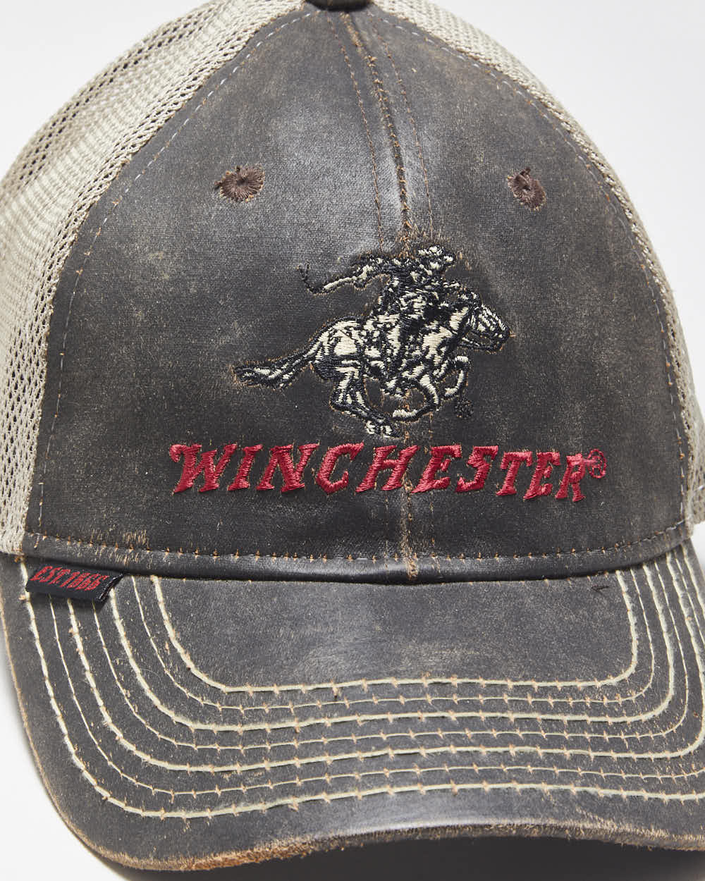 Vintage Outdoor Winchester Faux Leather Canvas Trucker Cap - OS