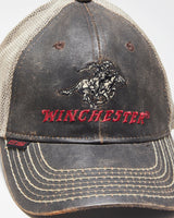Vintage Outdoor Winchester Faux Leather Canvas Trucker Cap - OS