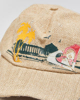 Vintage Roxy Linen Straw Velcro Baseball Cap - OS