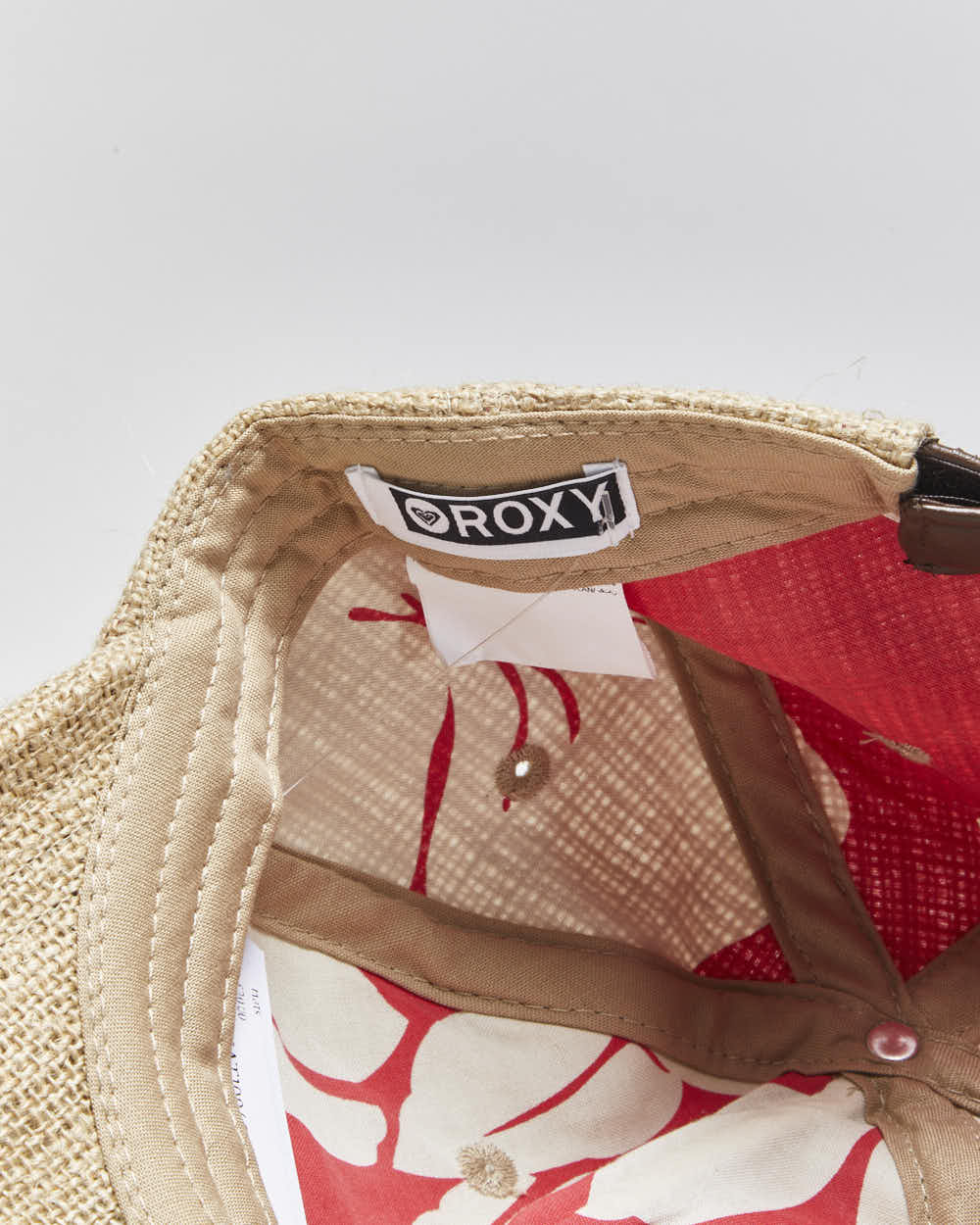 Vintage Roxy Linen Straw Velcro Baseball Cap - OS