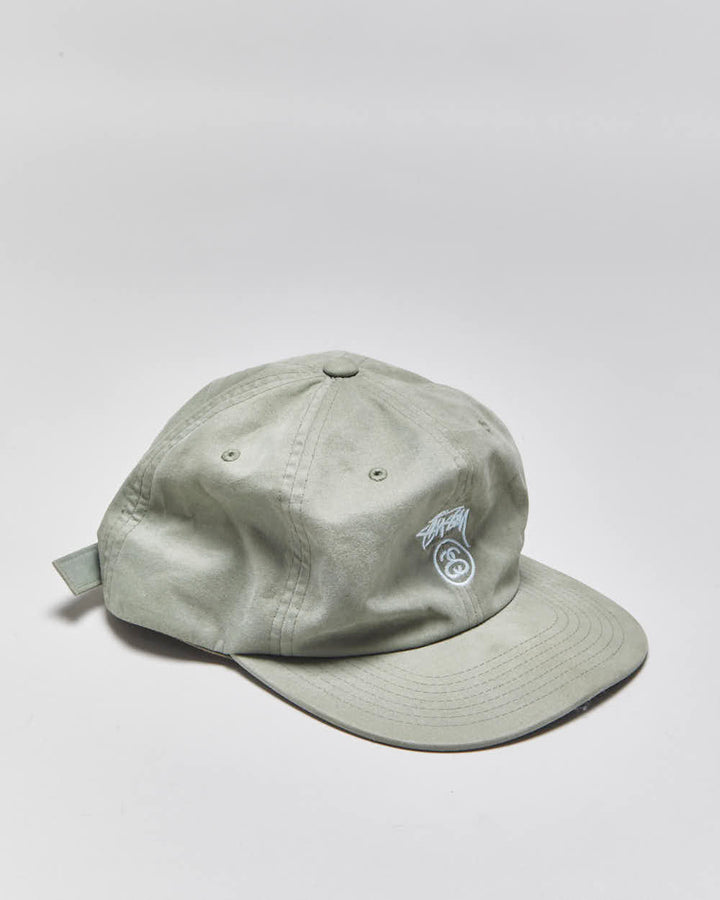 Vintage Stussy Sage Green Stock Lock Canvas Flat Brim Baseball Cap - OS