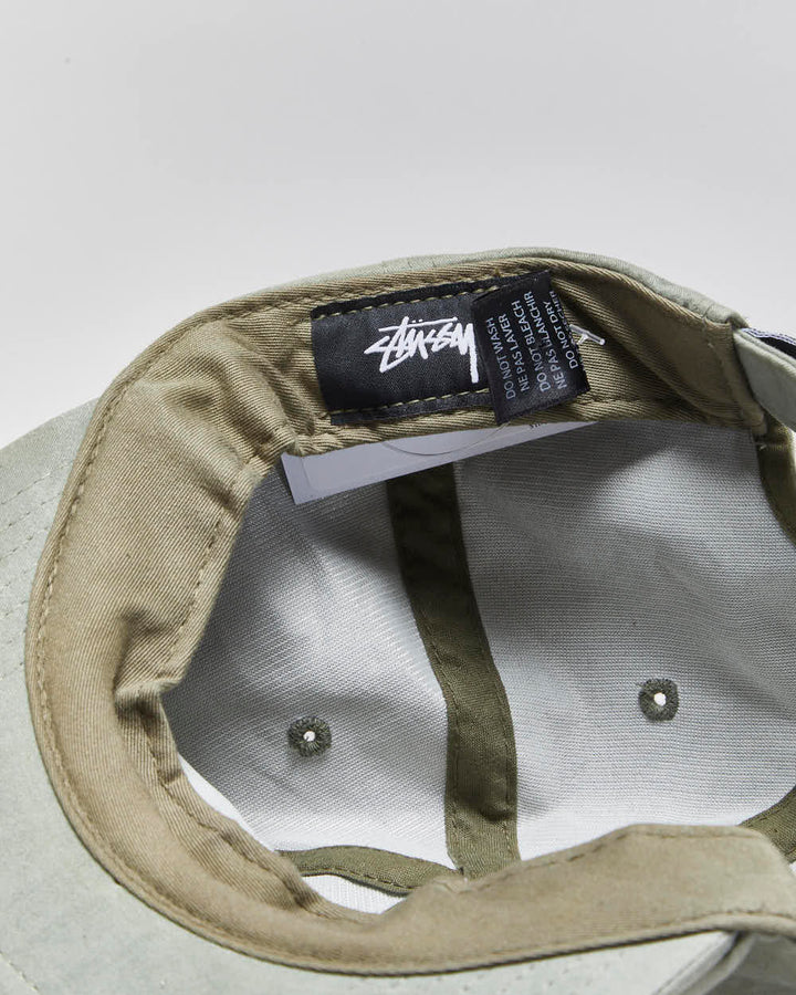 Vintage Stussy Sage Green Stock Lock Canvas Flat Brim Baseball Cap - OS