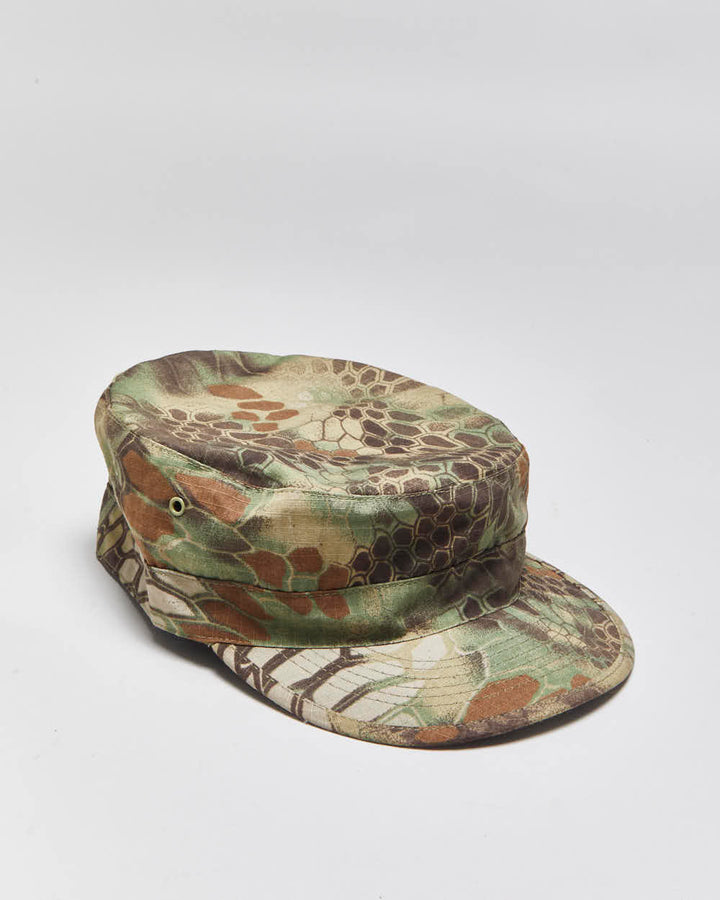 Vintage Y2K 00s Honeycomb Camo Canvas Army Cap - M/L