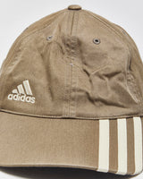 Vintage Y2K 00s Adidas Khaki Embroidered 3-Stripe Baseball Cap - OS