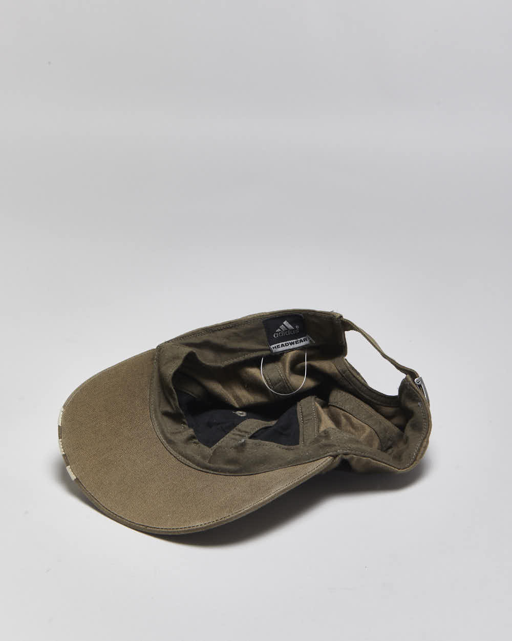 Vintage Y2K 00s Adidas Khaki Embroidered 3-Stripe Baseball Cap - OS