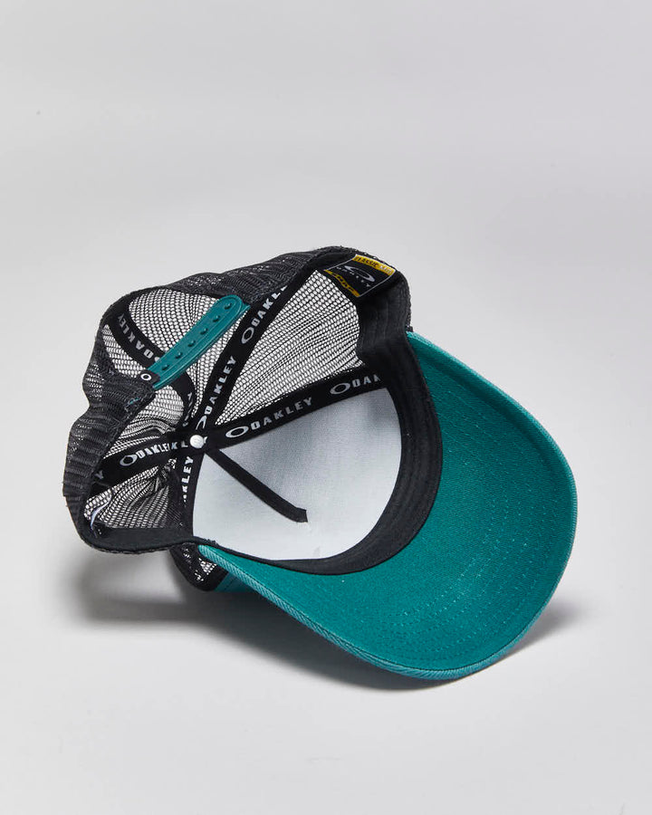 Vintage Oakley Teal Canvas Classic Mid Trucker Hat - OS