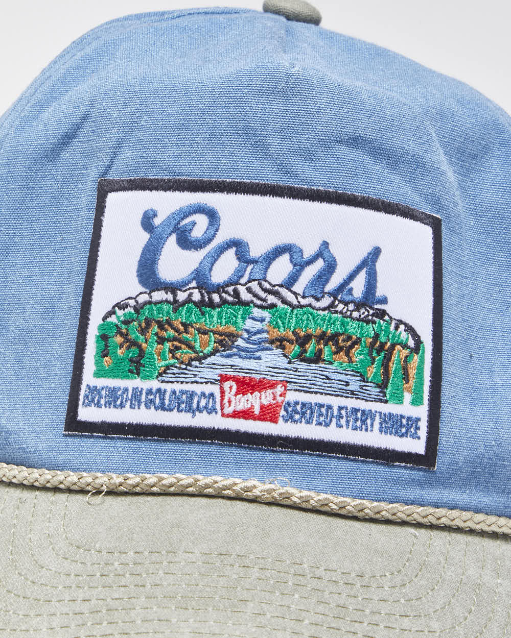 Vintage Y2K 00s Coors Beer Cobra Denim Rope Peak Trucker Hat - OS