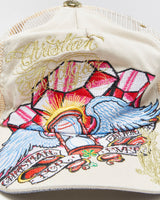 Vintage Y2K 00s Christian Audigier Embroidered Denim Trucker Hat - OS