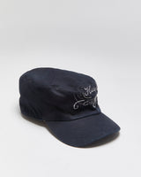Vintage Harley Davidson Embellished Lace Up Embroidered Army Hat - OS