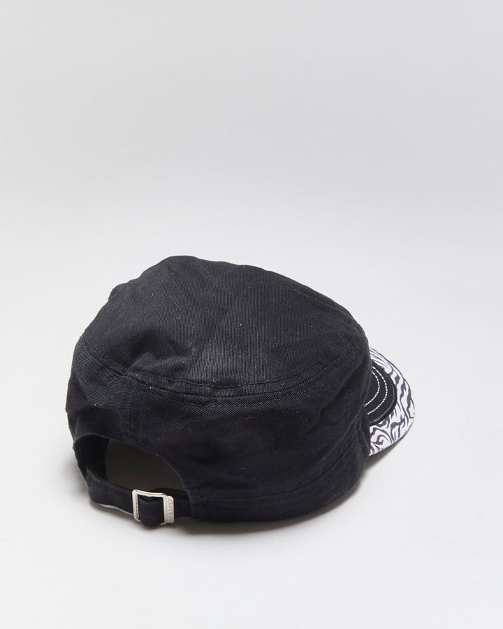 DS Vintage Y2K 00s Kbethos Embroidered Rhinestone Zebra Print Canvas Army Hat - OS