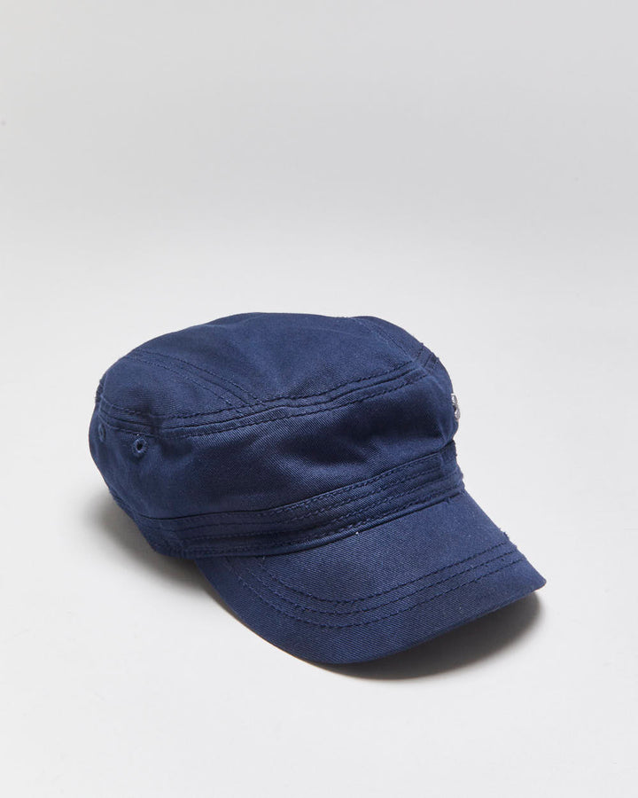 Vintage Y2K 00s Puma Navy Canvas Embroidered Army Cap - OS
