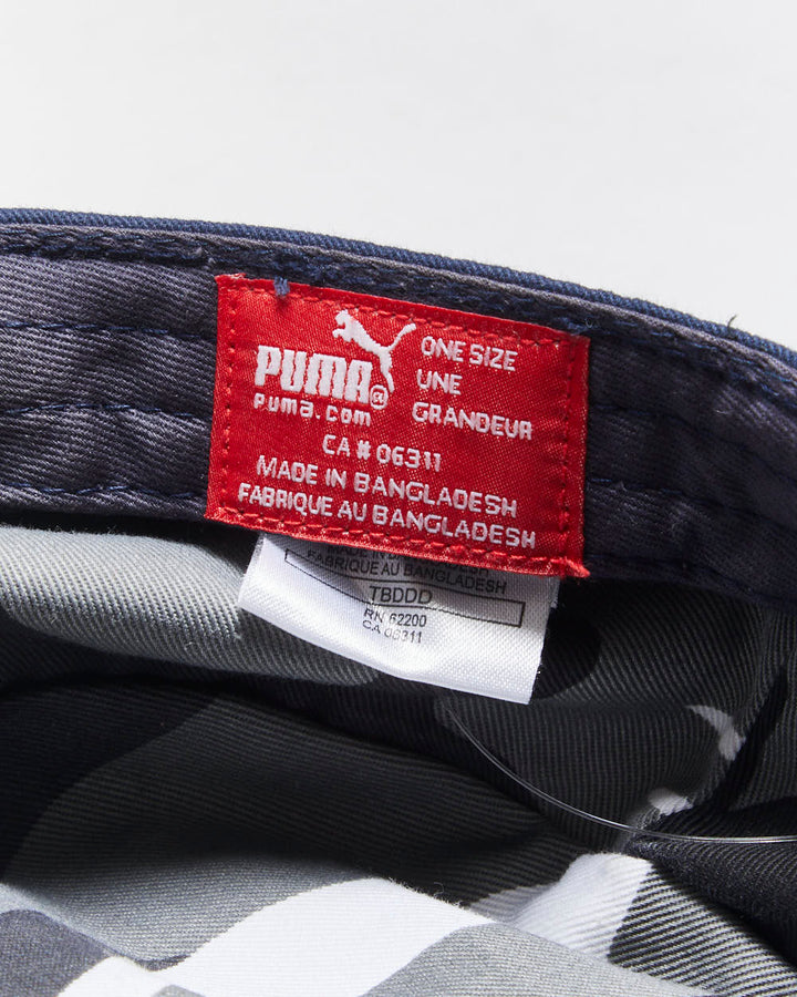 Vintage Y2K 00s Puma Navy Canvas Embroidered Army Cap - OS