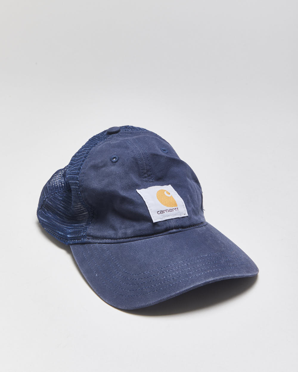 Vintage Carhartt Navy Canvas Mesh Back Trucker Hat - OS