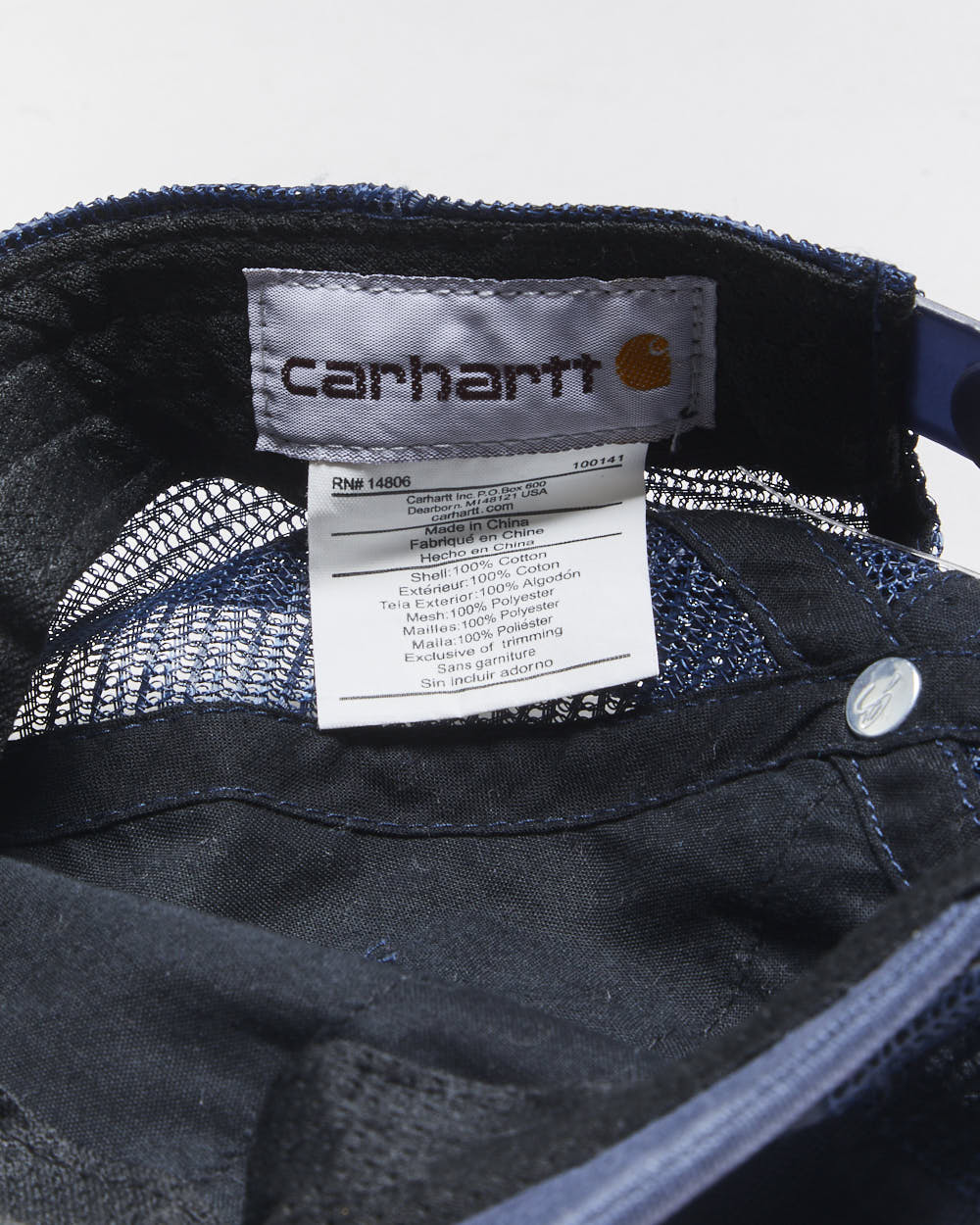 Vintage Carhartt Navy Canvas Mesh Back Trucker Hat - OS