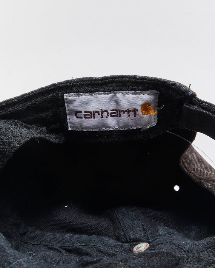 Vintage Y2K 00s Carhartt Odessa Faded Black Canvas Velcro Baseball Cap - OS