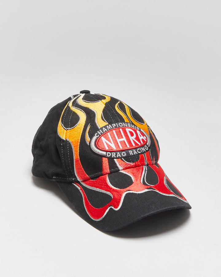 Vintage Y2K 00s NHRA Drag Racing Embroidered Flames Velcro Baseball Cap - OS