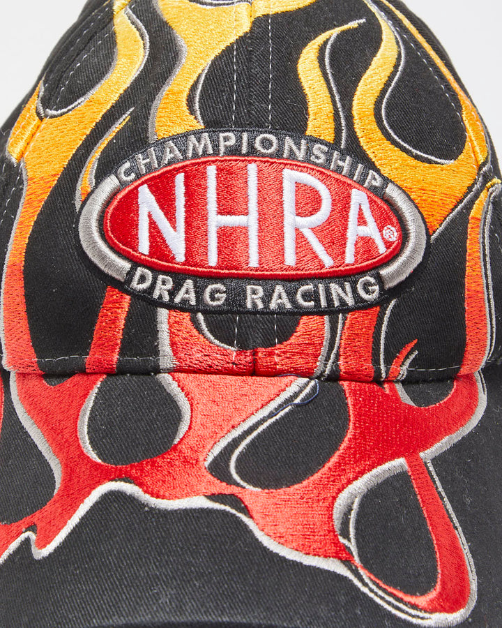 Vintage Y2K 00s NHRA Drag Racing Embroidered Flames Velcro Baseball Cap - OS