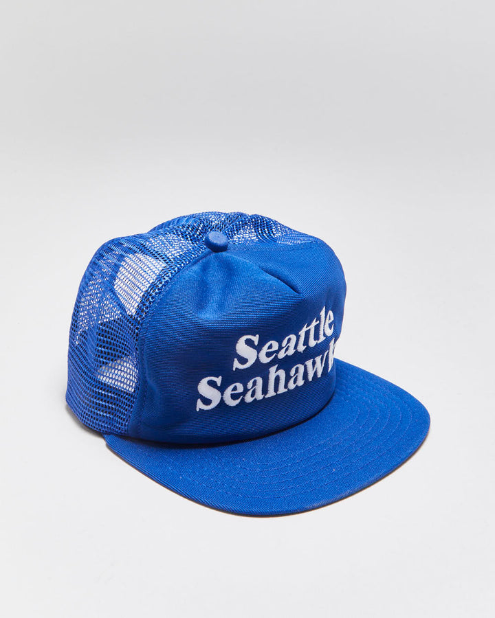 Vintage 1980s New Era Seattle Seahawks Made In USA Flat Brim Pro Design NFL Trucker Hat - OS