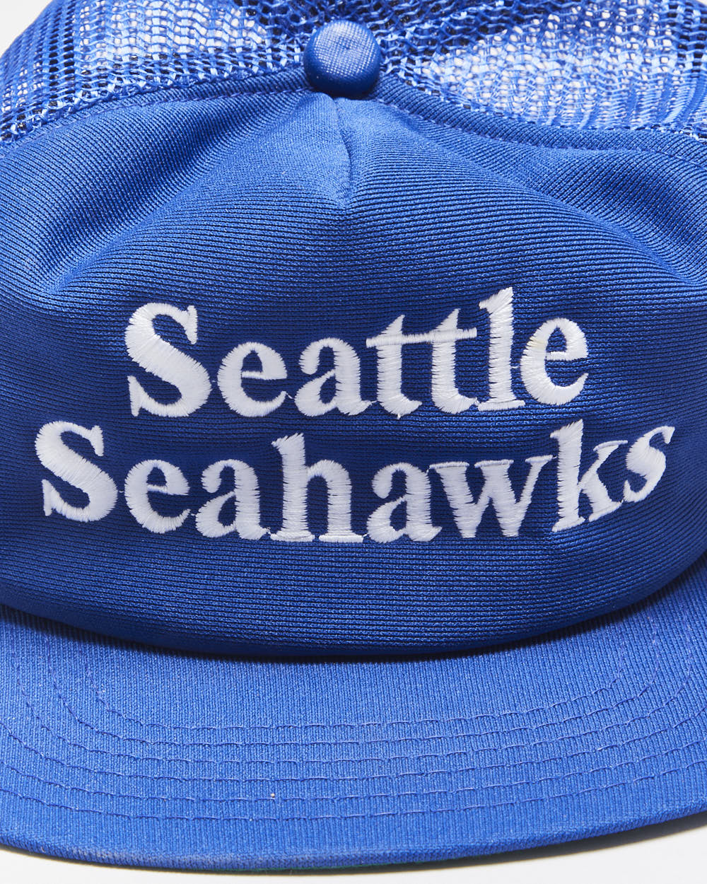Vintage 1980s New Era Seattle Seahawks Made In USA Flat Brim Pro Design NFL Trucker Hat - OS