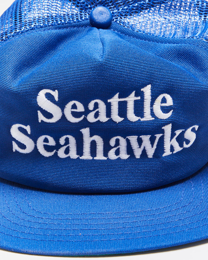 Vintage 1980s New Era Seattle Seahawks Made In USA Flat Brim Pro Design NFL Trucker Hat - OS