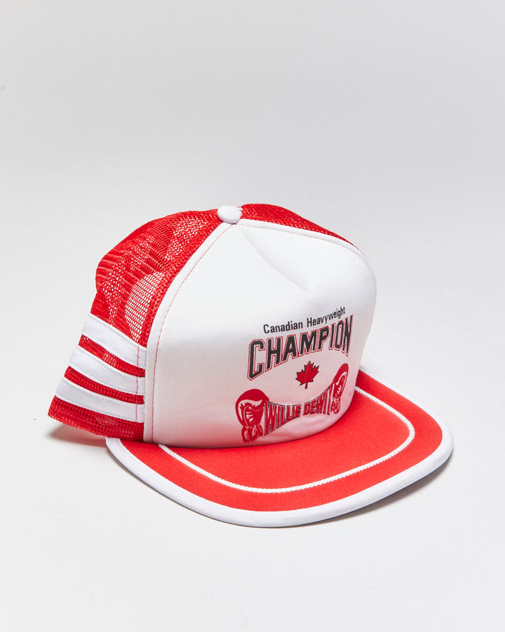 DS Vintage 1986 Canadian Heavyweight Champion Willie Dewit Flat Brim Trucker Hat - OS