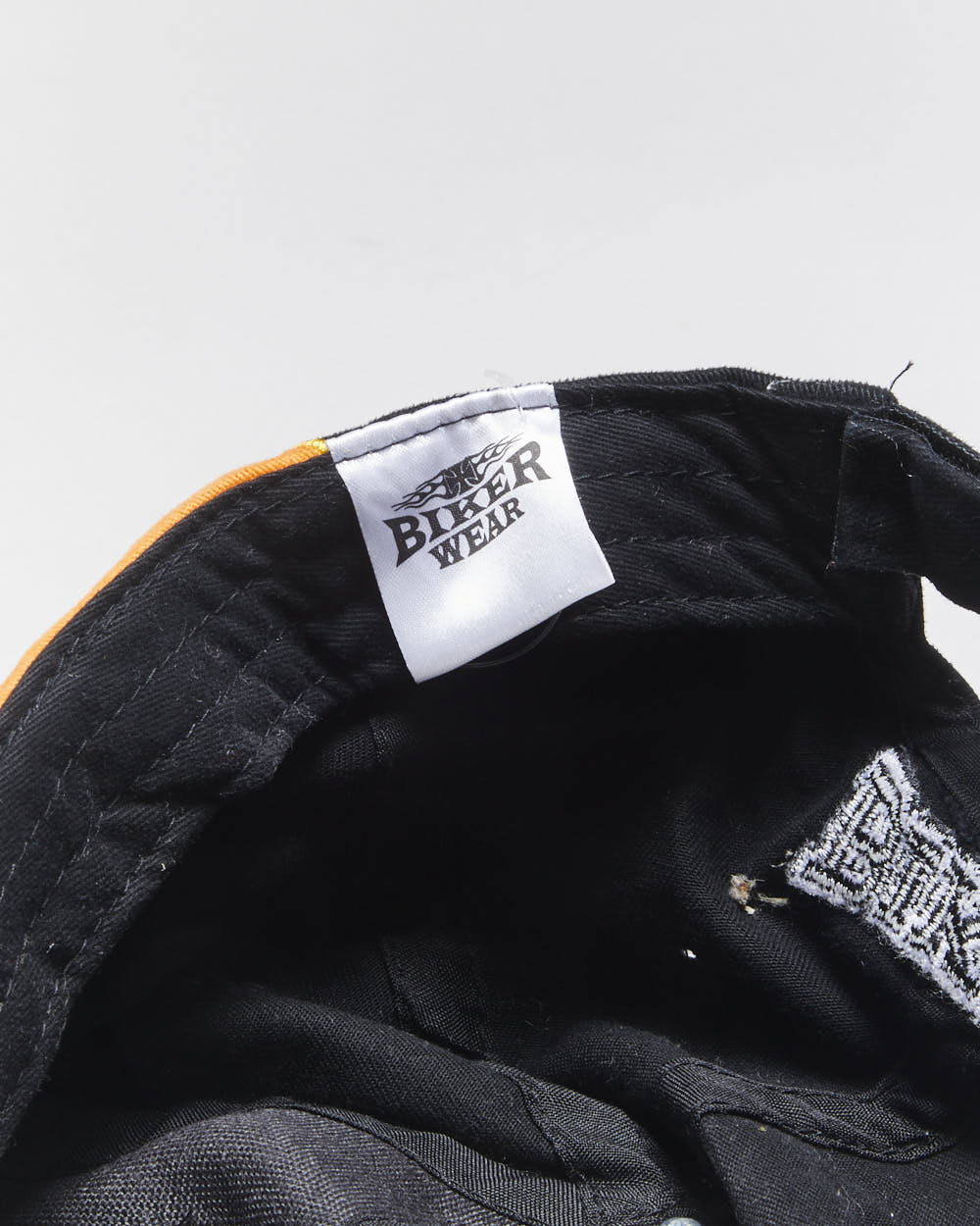 Vintage Y2K 00s Biker Wear Distressed Embroidered Flames Canvas Velcro Baseball Cap - OS
